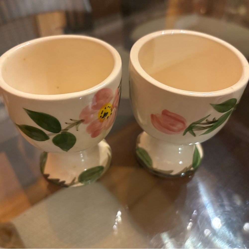 Franciscan Floral Egg Cups - Cream with Pink and Green